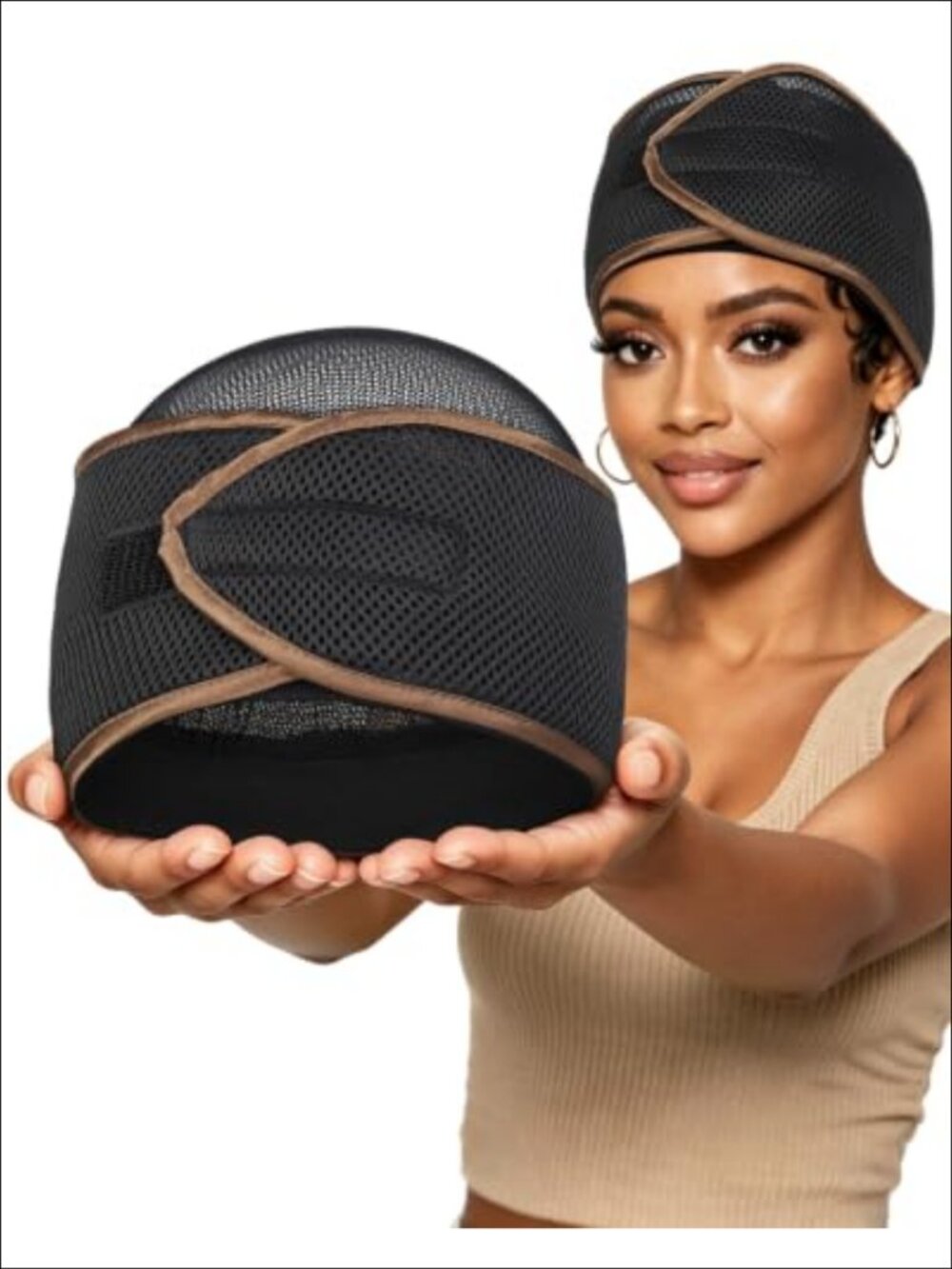 2-in-1 Anti-Slip Hair Wrap Sleep Mesh Durag Cap Pixie Short Hair Adjustable